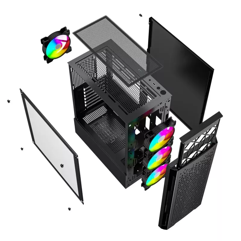 Gembird Fornax 400X caixa gaming ARGB para computador, preta