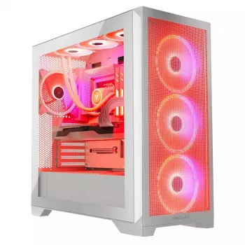 Caixa de PC MODECOM VOLCANO EXPANSE S APEX ARGB Midi Tower branca — vidro temperado, ARGB, suporta micro ATX, GPU até 430 mm