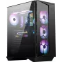 Caixa de computador gaming MSI MPG GUNGNIR 110R Mid Tower preta, USB 3.2 Gen2 Type C, 4x ventoinha ARGB 120mm, Mystic Light Sync, placa de controlo ARGB 1 para 6, 2x painéis de vidro temperado, ATX, mATX, mini-ITX