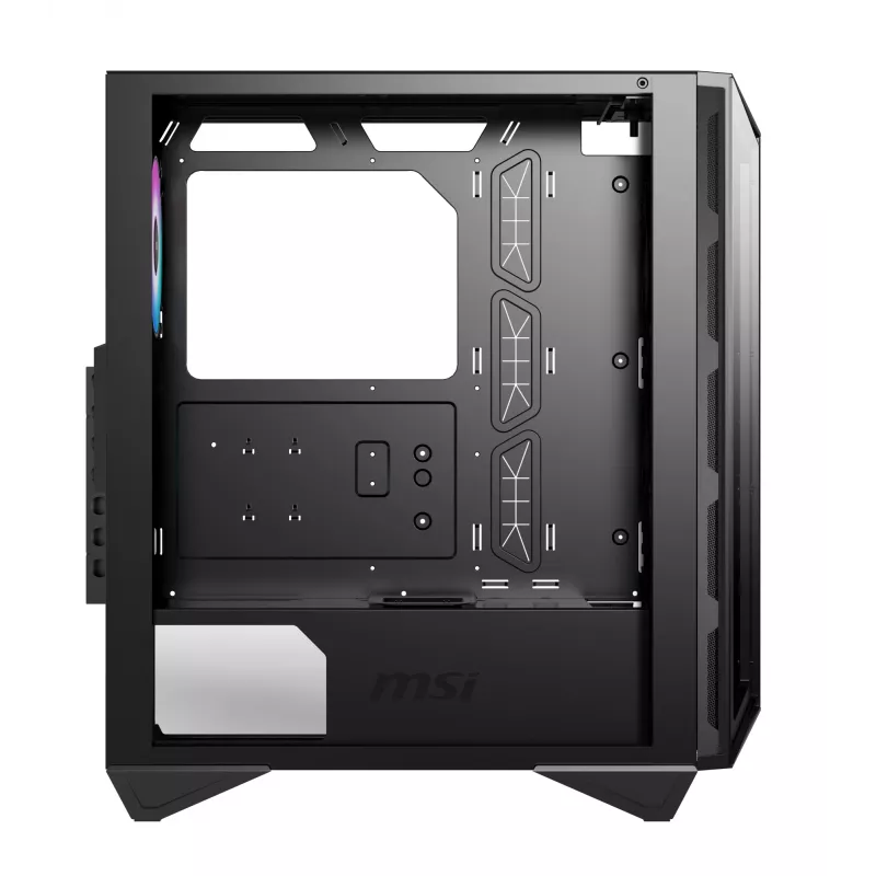 Caixa de computador gaming MSI MPG GUNGNIR 110R Mid Tower preta, USB 3.2 Gen2 Type C, 4x ventoinha ARGB 120mm, Mystic Light Sync, placa de controlo ARGB 1 para 6, 2x painéis de vidro temperado, ATX, mATX, mini-ITX