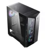 Caixa de computador gaming MSI MPG GUNGNIR 110R Mid Tower preta, USB 3.2 Gen2 Type C, 4x ventoinha ARGB 120mm, Mystic Light Sync, placa de controlo ARGB 1 para 6, 2x painéis de vidro temperado, ATX, mATX, mini-ITX