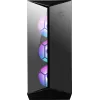 Caixa de computador gaming MSI MPG GUNGNIR 110R Mid Tower preta, USB 3.2 Gen2 Type C, 4x ventoinha ARGB 120mm, Mystic Light Sync, placa de controlo ARGB 1 para 6, 2x painéis de vidro temperado, ATX, mATX, mini-ITX