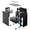 Caixa de PC SAVIO Prime X1 ARGB vidro Midi Tower preta – vidro temperado, ventoinha ARGB, suporte micro ATX/ATX