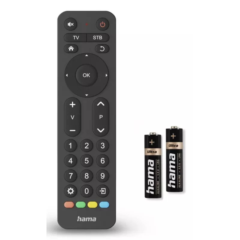 Hama 00221056 telecomando universal para TV 2 em 1, IV, teclas grandes, com aprendizagem, preto