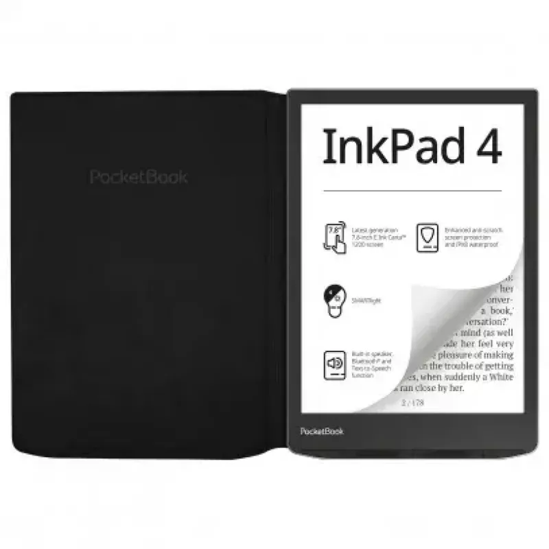 Capa flip para e-reader PocketBook de 7,8 polegadas – HN-FP-PU-743G-RB-WW, fecho magnético, preto