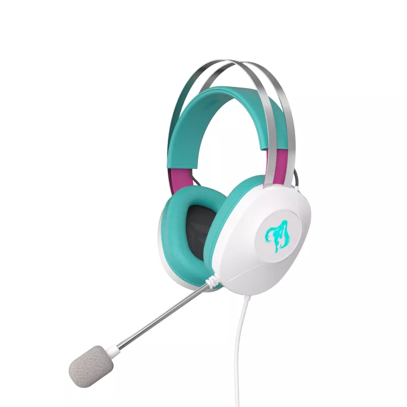 Headset ASUS TUF Gaming H1 Gen II Hatsune Miku Edition com fios arco de cabeça USB Type-A rosa, turquesa, branco