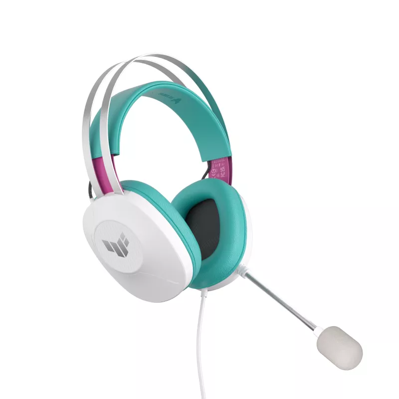 Headset ASUS TUF Gaming H1 Gen II Hatsune Miku Edition com fios arco de cabeça USB Type-A rosa, turquesa, branco
