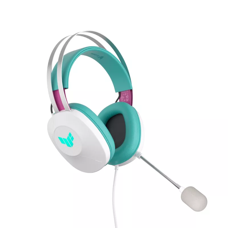 Headset ASUS TUF Gaming H1 Gen II Hatsune Miku Edition com fios arco de cabeça USB Type-A rosa, turquesa, branco