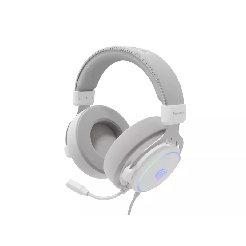Headset GENESIS Neon 764 headset gaming com fios com arco de cabeça USB Type-A branco