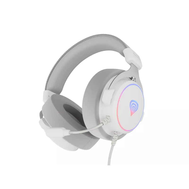 Headset GENESIS Neon 764 headset gaming com fios com arco de cabeça USB Type-A branco
