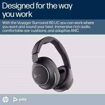 Headset HP Poly Voyager Surround 80 UC certificado Microsoft Teams USB-C + adaptador USB-C/A