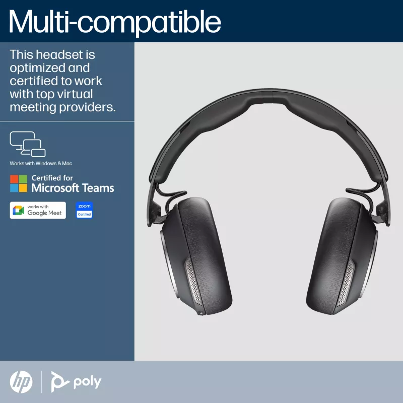 Headset HP Poly Voyager Surround 80 UC certificado Microsoft Teams USB-C + adaptador USB-C/A