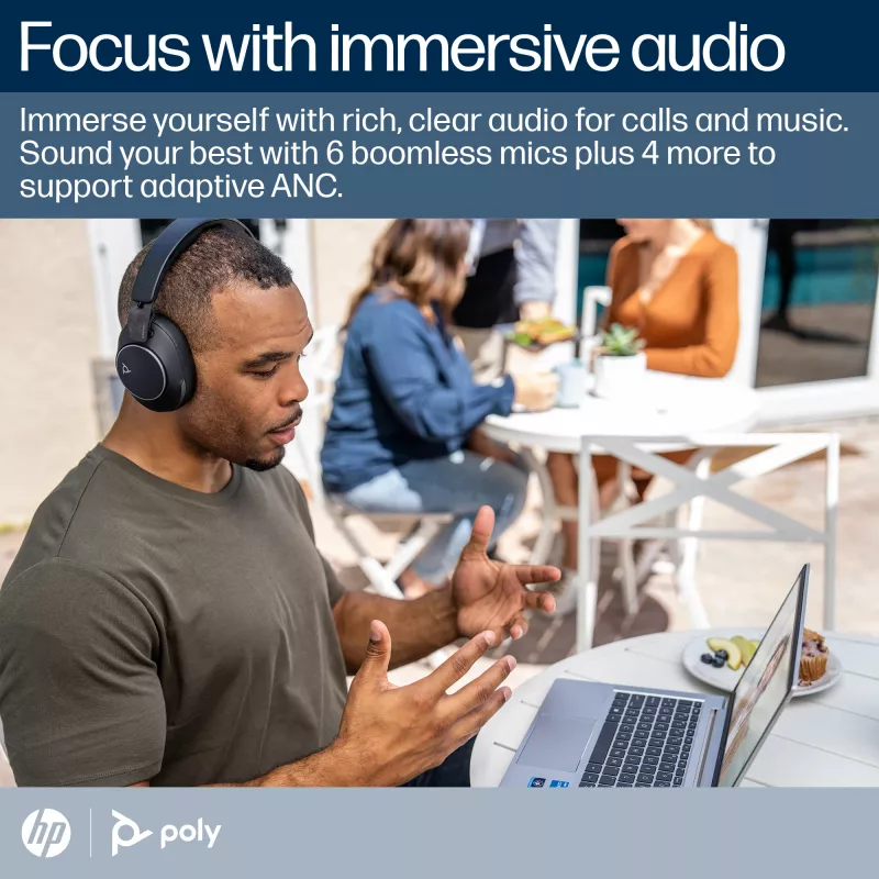 Headset HP Poly Voyager Surround 80 UC certificado Microsoft Teams USB-C + adaptador USB-C/A