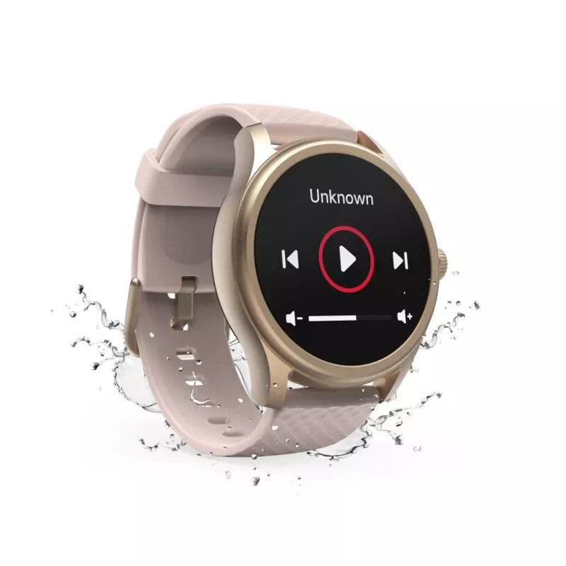 Smartwatch Hama 5010, monitorização do sono, redondo, à prova de água, 1,38 polegadas, rosa (00178616)