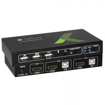 Comutador KVM Techly 2x1 USB HDMI 4Kx2K IDATA KVM-HDMI2U preto