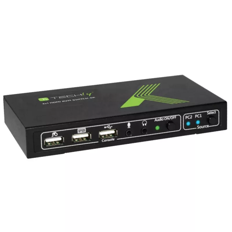 Comutador KVM Techly 2x1 USB HDMI 4Kx2K IDATA KVM-HDMI2U preto
