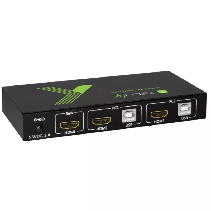 Comutador KVM Techly 2x1 USB HDMI 4Kx2K IDATA KVM-HDMI2U preto