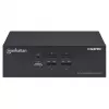 Comutador KVM Manhattan 4 portas 4K@30Hz USB-A áudio microfone