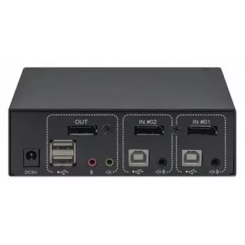 Comutador KVM Manhattan DisplayPort 1.2 2 portas 4K@60Hz USB-A áudio