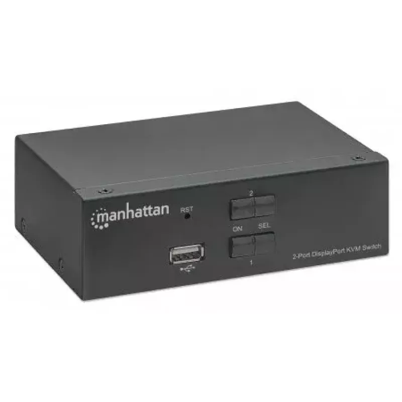 Comutador KVM Manhattan 153546, 2 portas DisplayPort/USB 2.0, 4K@60Hz, áudio, 2 cabos de 1,8 m