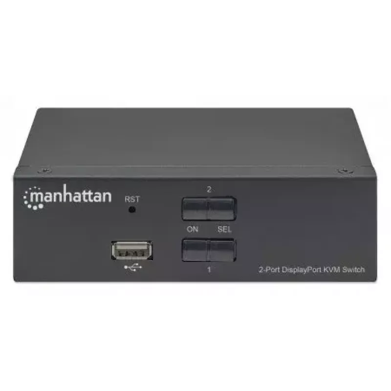 Comutador KVM Manhattan 153546, 2 portas DisplayPort/USB 2.0, 4K@60Hz, áudio, 2 cabos de 1,8 m