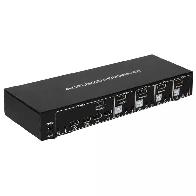 Comutador KVM Techly IDATA DP-KVM4 montagem em rack preto