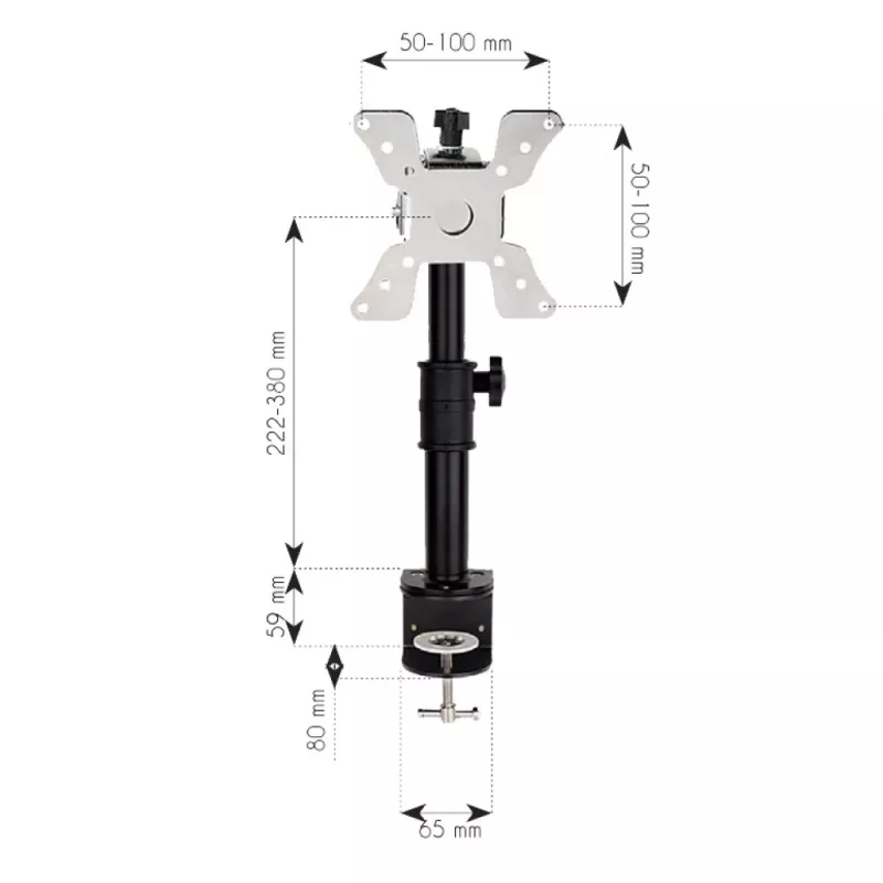 Techly ICA-LCD 500BK suporte de secretária para monitor 13–30 polegadas (76,2 cm), até 15 kg, VESA 75x75/100x100, preto
