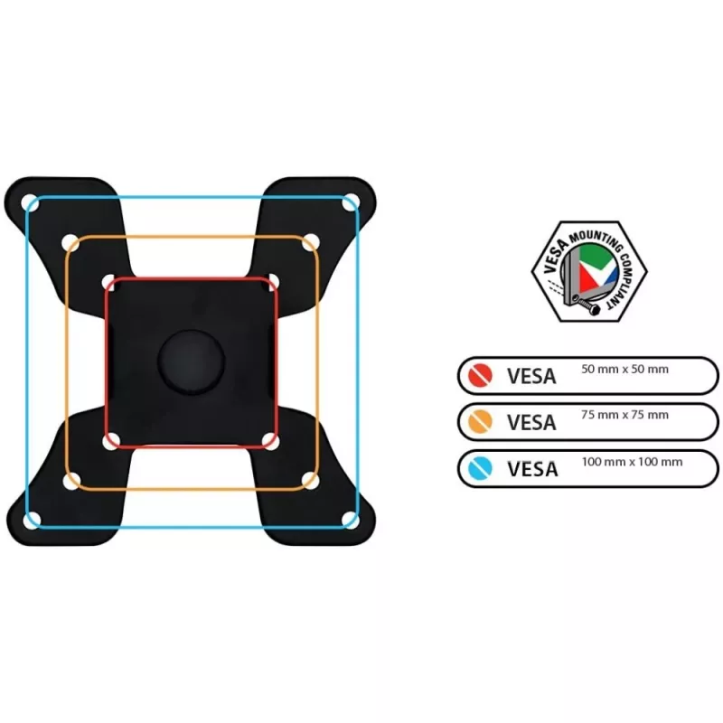 Techly ICA-LCD 500BK suporte de secretária para monitor 13–30 polegadas (76,2 cm), até 15 kg, VESA 75x75/100x100, preto