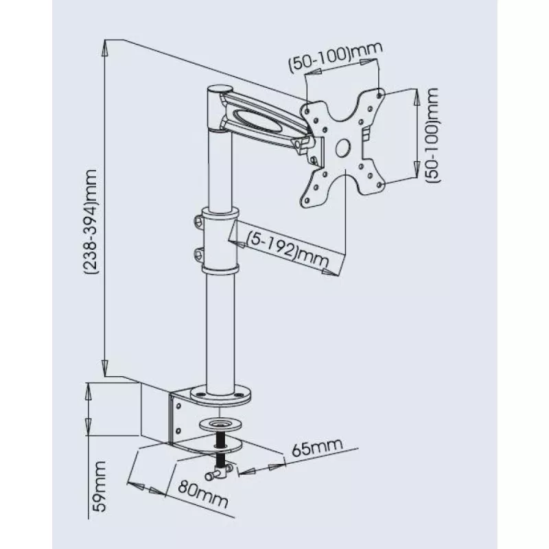 Suporte de secretária Techy 13-27 polegadas para monitor braço central inclinável ICA-LCD 501BK