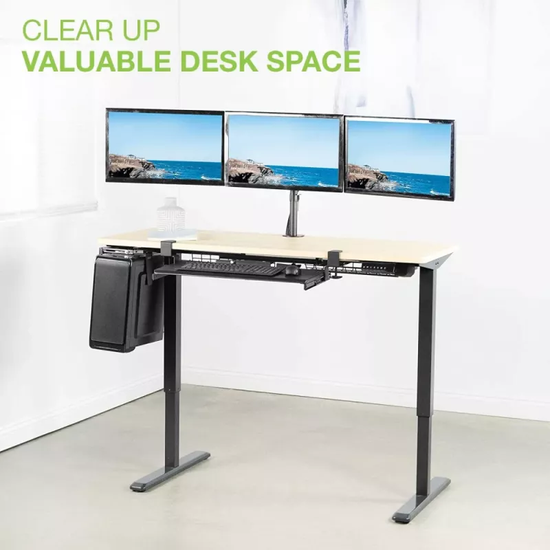 Suporte de secretária Techly 13-24 polegadas para 3 monitores com morsa ICA-LCD 482-T