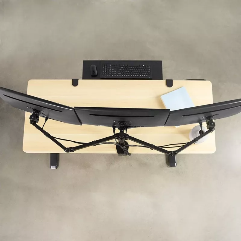 Suporte de secretária Techly 13-24 polegadas para 3 monitores com morsa ICA-LCD 482-T