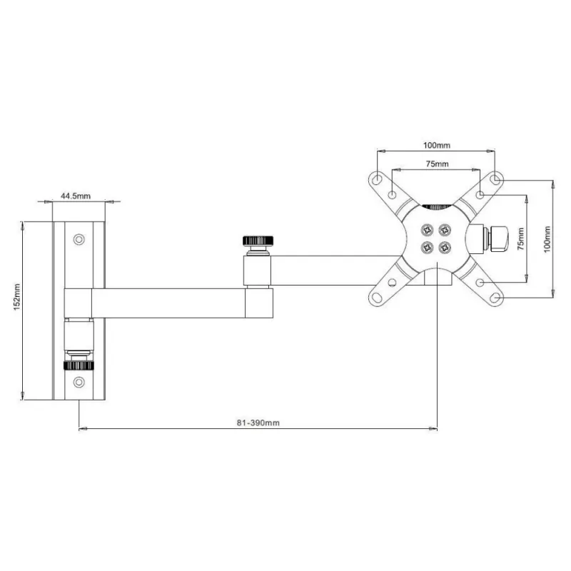 Techly ICA-LCD 104 suporte de parede para LCD 13–30 polegadas, 3 articulações, inclinável e giratório, até 15 kg, VESA 75x75/100x100, prateado