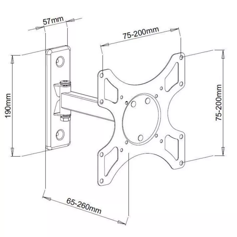 Techly ICA-LCD 2901 suporte de parede para TV LCD 13–37 polegadas, inclinável e giratório, até 25 kg, VESA 75x75–200x200, preto