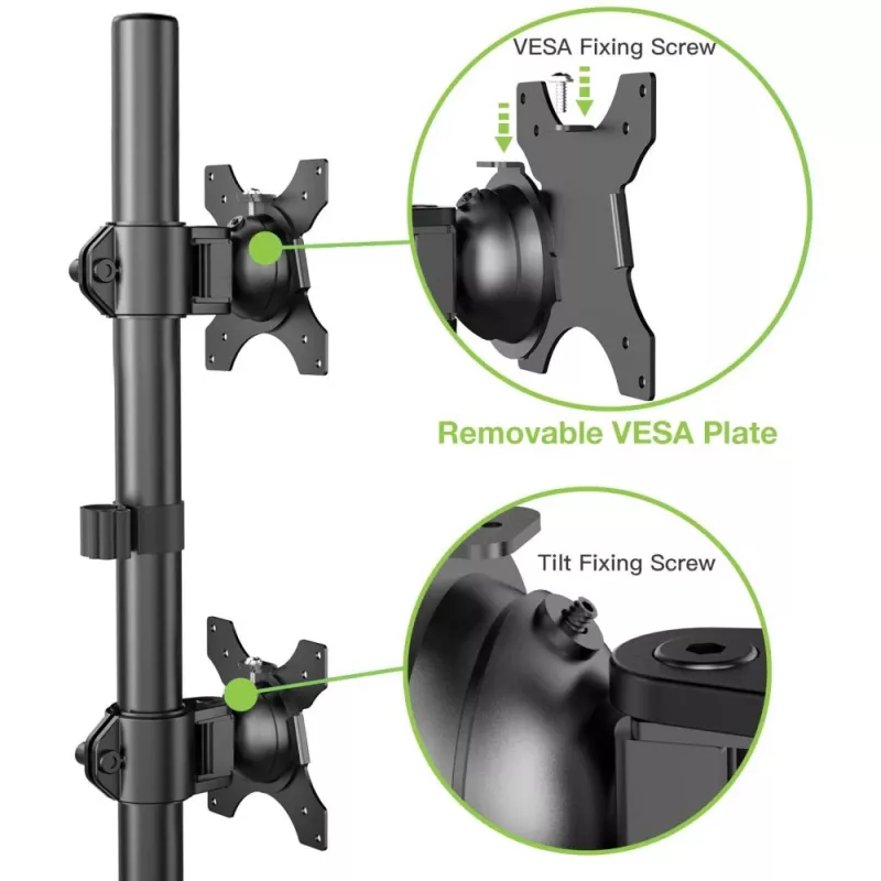 Suporte de monitor Techly ICA-LCD 2520V 68,6 cm (27 polegadas) de secretária preto