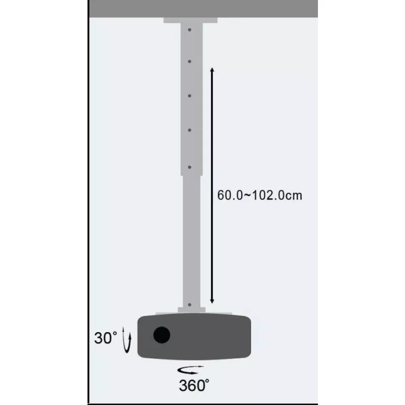 Extensão para suporte de teto de projetor Techly 60–102 cm prateado ICA-PM 102XL
