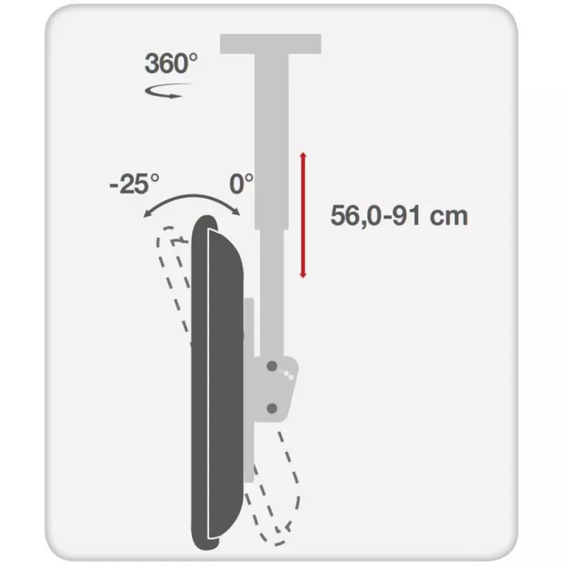 Suporte de teto telescópico Techly 37-70 universal para TV LED LCD ICA-CPLB 946S