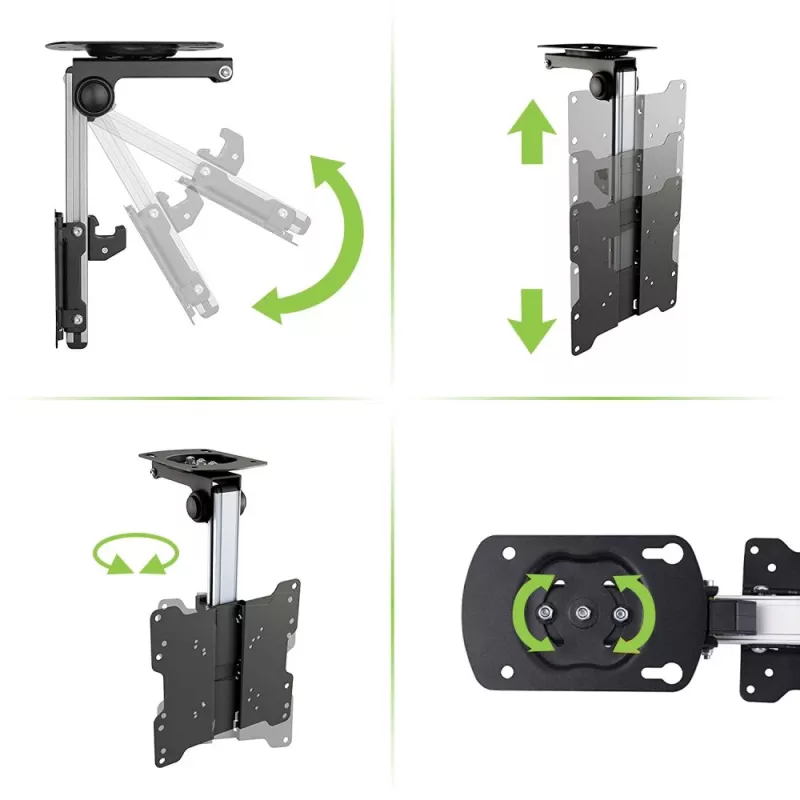 Suporte de teto retrátil dobrável Techly para TV LED/LCD 17–37 polegadas preto