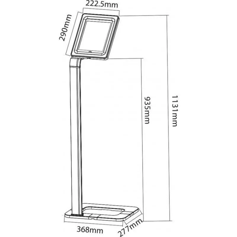 Techly ICA-TBL 1501 suporte de segurança de chão para tablets 9,7–10,1 polegadas (25,6 cm), alumínio, VESA 75x75, prateado