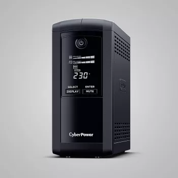 Fonte de alimentação ininterrupta CYBERPOWER Tracer III VP1000ELCD-FR, Line-Interactive 1 kVA (550 W), 4 saídas Type-E, LCD, USB, RS-232