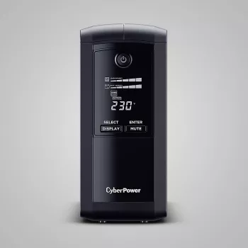 Fonte de alimentação ininterrupta CYBERPOWER Tracer III VP1000ELCD-FR, Line-Interactive 1 kVA (550 W), 4 saídas Type-E, LCD, USB, RS-232