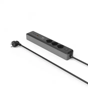 Hama 00223192 cabo de extensão 1,4 m 3 tomadas AC interior preto, cinzento