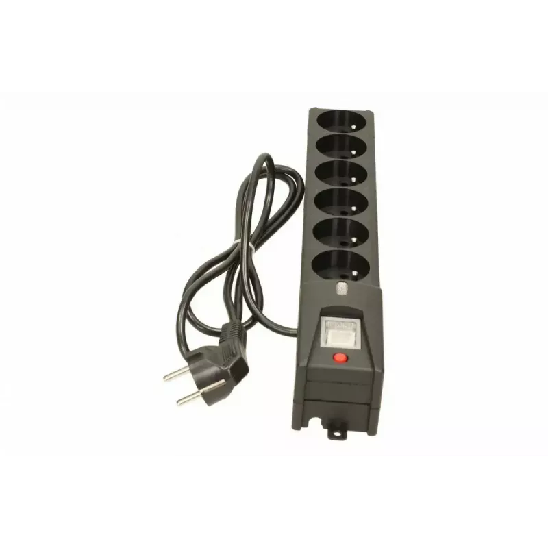Lestar LX 610 G-A extensão com proteção contra sobretensões, 6 tomadas, cabo de 1,5 m, 155 J, 230 V, 10 A, com interruptor, preta