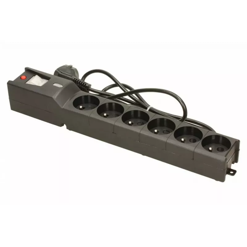 Lestar LX 610 G-A extensão com proteção contra sobretensões, 6 tomadas, cabo de 1,5 m, 155 J, 230 V, 10 A, com interruptor, preta