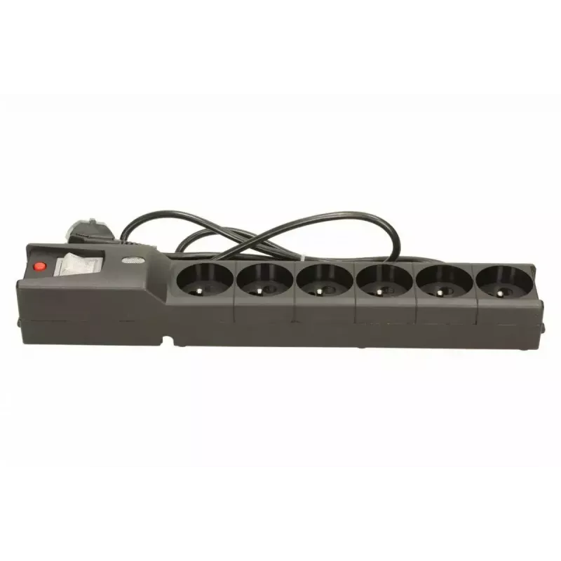 Lestar LX 610 G-A extensão com proteção contra sobretensões, 6 tomadas, cabo de 1,5 m, 155 J, 230 V, 10 A, com interruptor, preta
