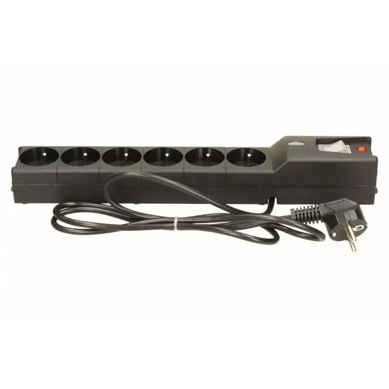 Lestar LX 610 G-A extensão com proteção contra sobretensões, 6 tomadas, cabo de 1,5 m, 155 J, 230 V, 10 A, com interruptor, preta