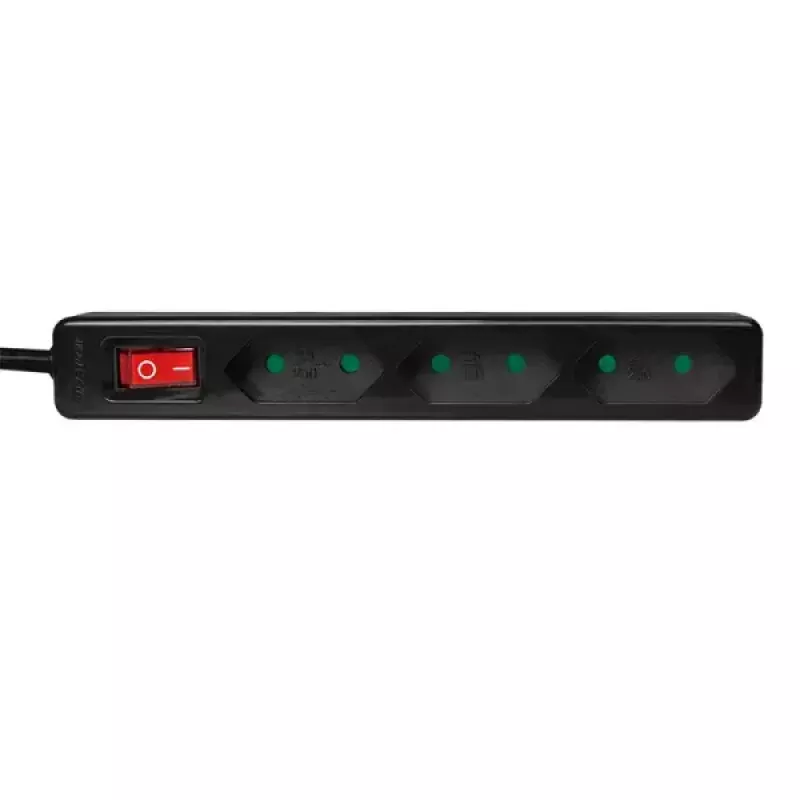 Extensão elétrica LogiLink LPS230B 1,5 m 3 tomadas com contacto de proteção preto