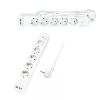 Extensão elétrica LogiLink LPS249U 1,5 m 5 tomadas AC interior branco