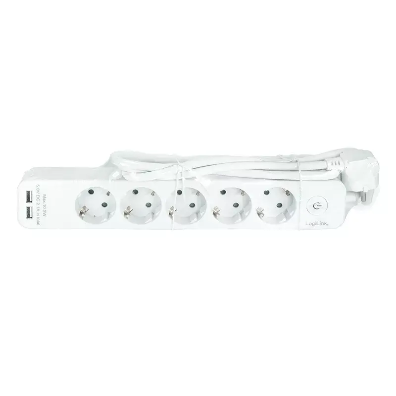 Extensão elétrica LogiLink LPS249U 1,5 m 5 tomadas AC interior branco
