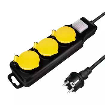 Extensão elétrica LogiLink LPS253 1,5 m 3 tomadas AC exterior preto amarelo