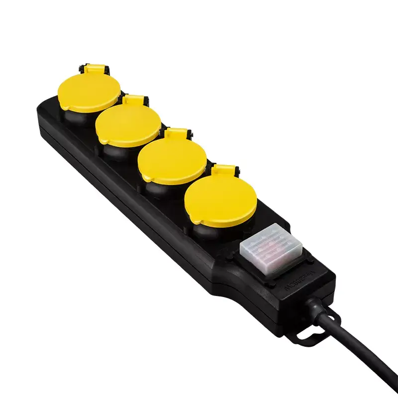 Cabo de extensão elétrica LogiLink LPS254 1,5 m 4 tomadas AC exterior preto amarelo